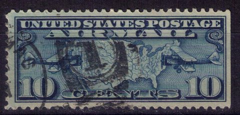 US SCOTT #C7 USED DEEP BLUE AIRMAIL VERY FINE