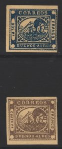 COLLECTION LOT 8801 BUENOS AIRES #1-2 1858 UNG REPRINT