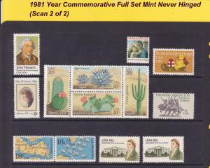 1981 Year Commemorative Full Set Mint Never Hinged (See 2 Scans)