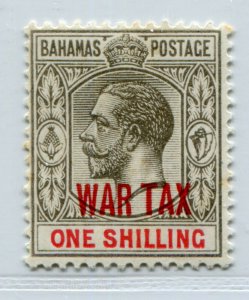 KGV BAHAMAS 1918 WAR TAX OVPT ON 1/- SCOTT MR8 SG 99 VERY FINE MH