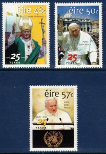 IRELAND 2003 Pope John Paul II Election Anniv.; Scott 1516-18, SG 1621-23; MNH