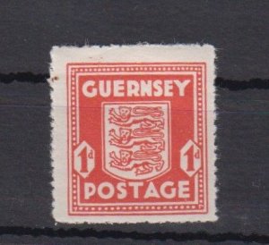 Guernsey 1943 1d Arms  unmounted mint NHM Shade - Carmine