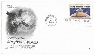 1978 FDC, #1759, 15c Viking Missions to Mars, Reader's Digest & mission ...