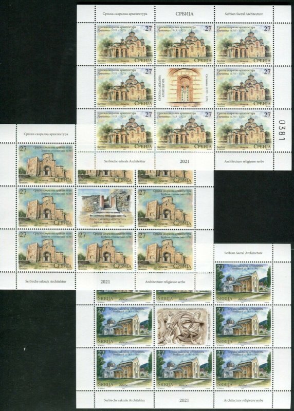 1599 - Serbia 2021 - Serbian Sacral Architecture - Monastery - MNH Mini Sheet