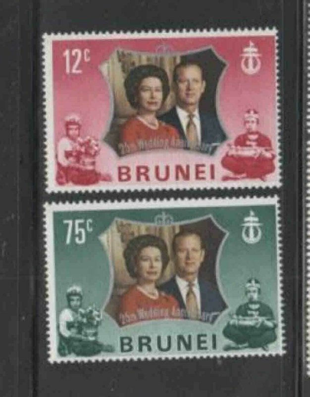 BRUNEI #186-187 1972 SILVER WEDDING ISSUE MINT VF NH O.G