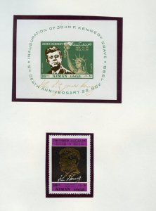 AJMAN 1968  JOHN F. KENNEDY 5th MEMORIAL ANNIVERSARY STAMP & S/SHEET  MINT NH