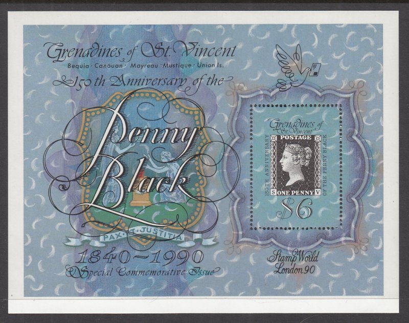 St Vincent Grenadines 698 Penny Black Souvenir Sheet MNH VF