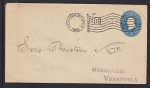 US Sc U294 used 1896 1c Entire, NY-Maracaibo, Venezuela