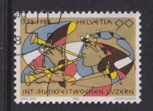 Switzerland   #821  used 1988 music festival 90c