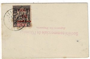 Tahiti 1903 Papeete cancel on local cover, Scott 30