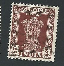 India #O114 6p Capital of Asoka Pillar (1950) used