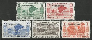 New Hebrides-Fr. # J16-20  Postage Due o/pts.  (5) VLH Unused