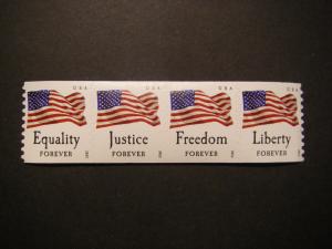 Scott 4629-32 or 4632a, Forever Flags, Strip of 4, MNH Coil Beauty