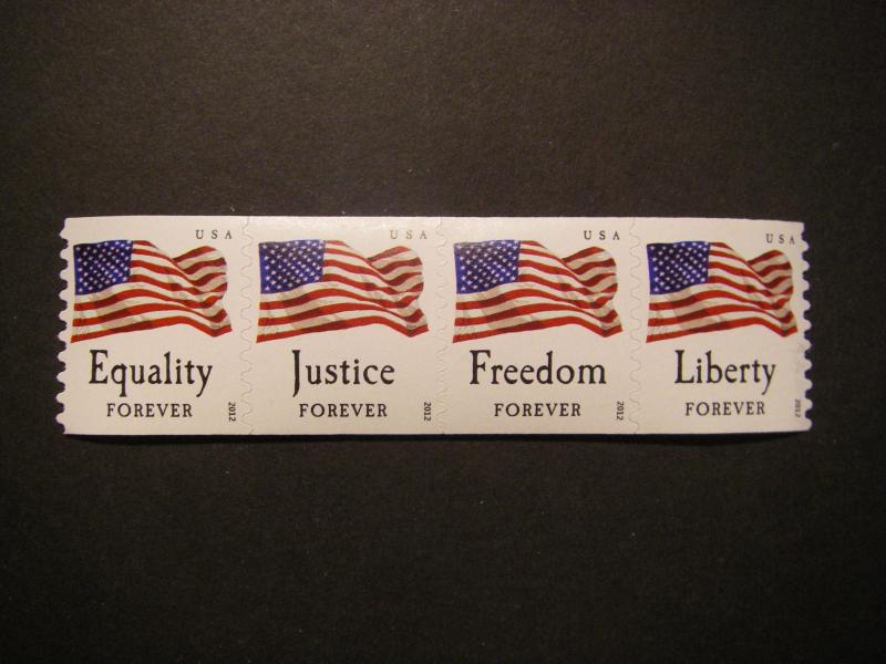 Scott 4629-32 or 4632a, Forever Flags, Strip of 4, MNH Coil Beauty