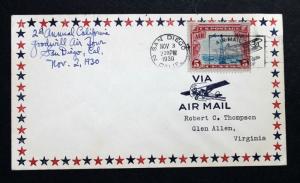 US #C11 BOB ERROR EFO Air Mail Cover RARE 2-Way Vingette Shift  Down Right