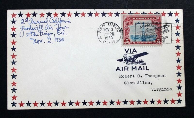 US BOB ERROR EFO Air Mail Cover Sc# C11 RARE 2-Way Vingette Shift  Down Right 