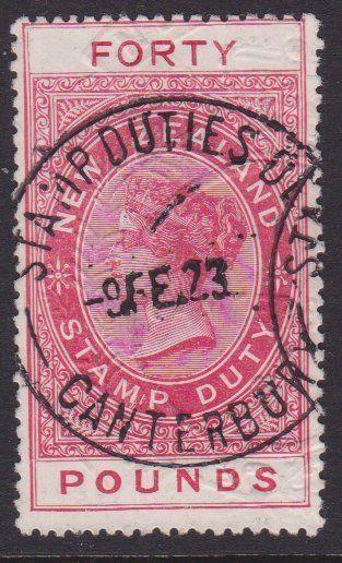 NEW ZEALAND 1880 LONG TYPE STAMP DUTY £40 used..............................7841