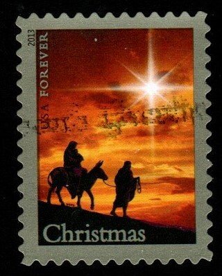 SC# 4813 - (46c) - Holy Family & Donkey, dated 2013, Used Single Off Paper