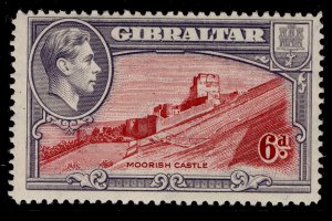 GIBRALTAR GVI SG126a, 6d carmine & grey-violet , VLH MINT. Cat £120. PERF 14