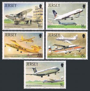 Jersey 418-422, MNH. Michel 400-404. Jersey Airport, 50th Ann. 1987. Planes.