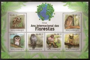 MOZAMBIQUE 2011 OWLS SHEETLET MNH