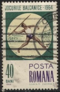 Romania 1655 (postally used) 40b Balkan Games, javelin (1964)