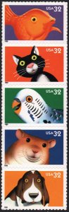 SC#3230-34 32¢ Bright Eyes Strip of Five (1998) SA