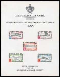 Cuba C126a, $60, 1955 International Expo souvenir sheet, without gum as issued