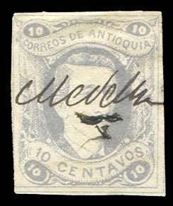 Colombia, Colombian States - Antioquia #27, 1875 10c lilac, used