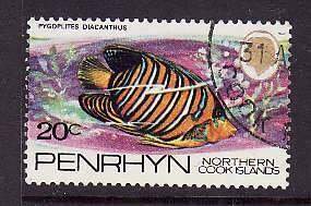 Penrhyn-Sc#58- id7-used 20c pygoplites diacanthus-Marine Life-fish-1974-5-
