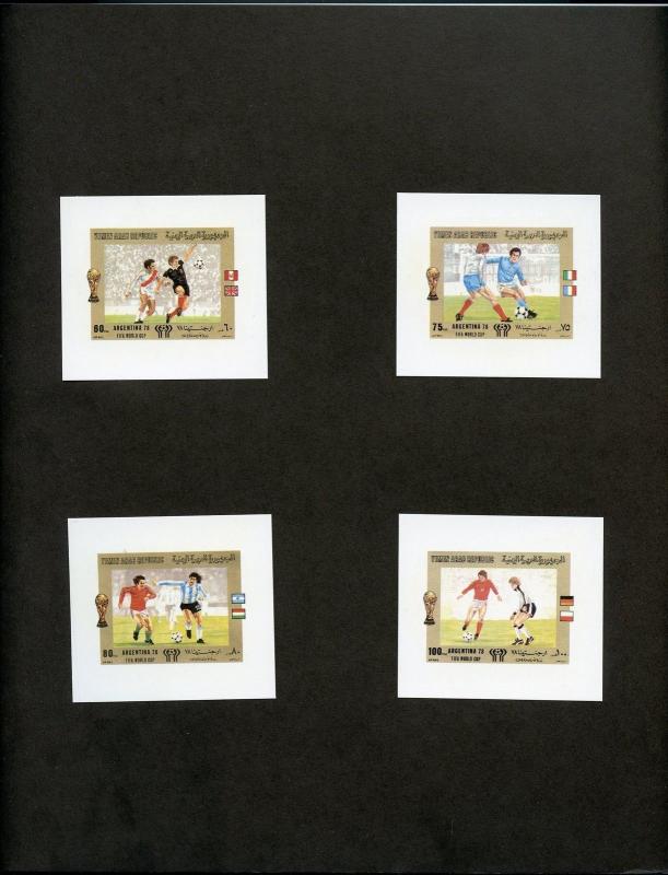 YEMEN ARAB REPUEBERREUTE PROOF  FOLDERII   8 ARGENTINA WORLD CUP SOCCER STAMPS