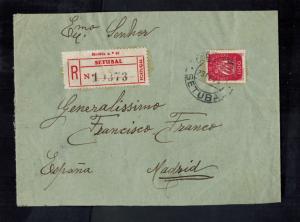 1944 Setubal Portugal Spain Censored Cover to General Francisco Franco Spain