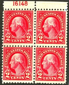 U.S. #554 MINT PL# BLOCK OF 4 OG NH