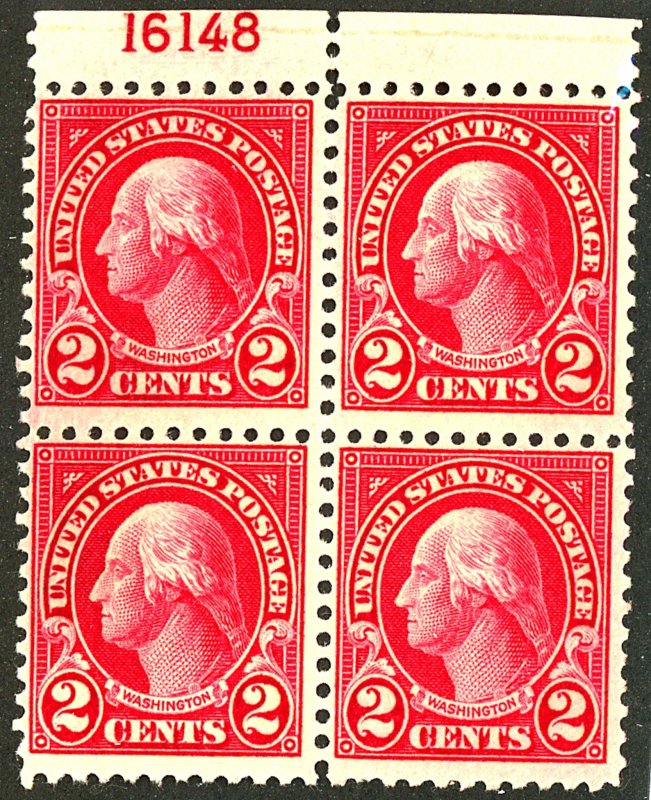 U.S. #554 MINT PL# BLOCK OF 4 OG NH