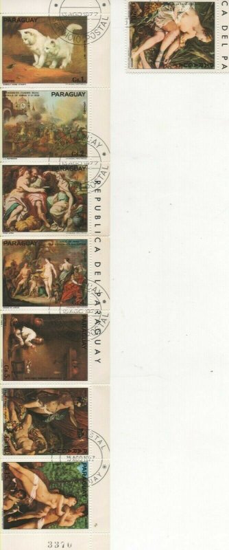 Thematic Stamps Art - PARAGUAY 1977 OLD MASTERS PAINTINGS 8v used