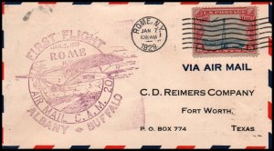 US CAM 20 Rome,NY First Flight 1929 Cover