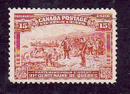 Canada-Sc#102- id73-used 15c orange Tercentenary-1908-