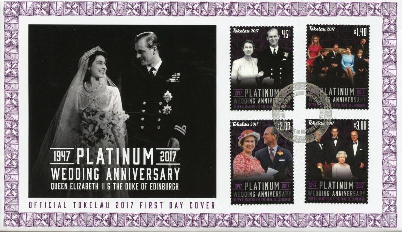 Tokelau 2017 FDC Queen Elizabeth II Platinum Wedding 4v Cover Royalty Stamps 