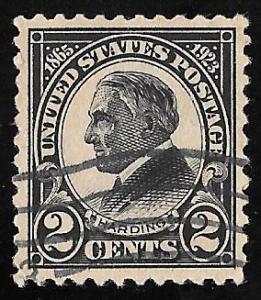 610 2 cents Harding Memorial, Black Stamp used EGRADED F-VF 75