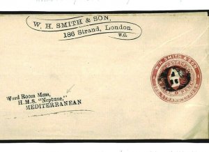 GB ADVERTISING RING 3d *W.H.Smith* Newspaper Wrapper HMS NEPTUNE c1886 E33d 