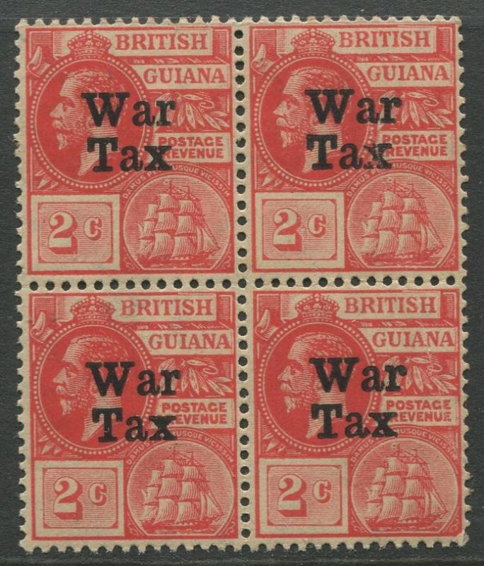 STAMP STATION PERTH British Guiana #MR1 - War Tax MNH Wmk 3 Block of 4 CV$8.00