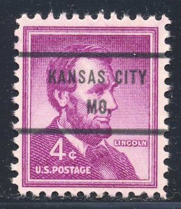 Kansas City MO, 1036-71 Bureau Precancel, 4¢ Lincoln