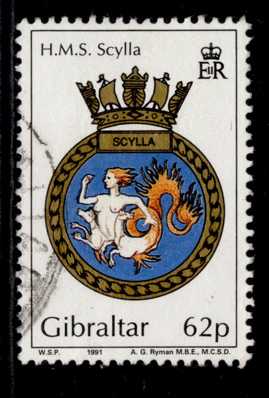 GIBRALTAR QEII SG654, 1991 62p, FINE USED.