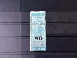 Ceylon Queen Victoria Foreign Bill Overprint Stamp Ref 56486