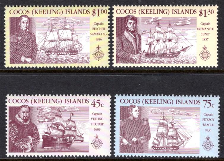 Cocos Keeling Islands 218-221 Sailing Ships MNH VF