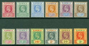 SG 45-56 Gambia 1902-05. A fine fresh mounted mint set of 12 CAT £250