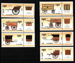 D4-Cambodia-Sc#1019-25-unused NH set-Mail Coaches-London-199