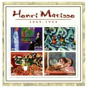 Maldives 2004 - Henri Matisse Art - Sheet of 4 Stamps - Scott #2800 - MNH
