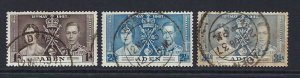 Aden Sc #13-15: Coronation of King George & Queen Elizabeth, 1937 Used CV $5.65