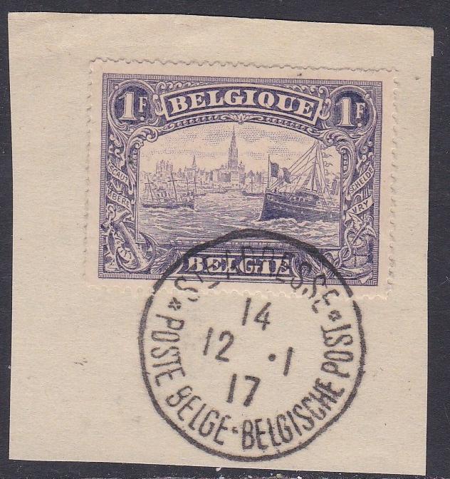 Belgium # 119, Scheldt River at Antwerp with Socked-on-nose Cancel